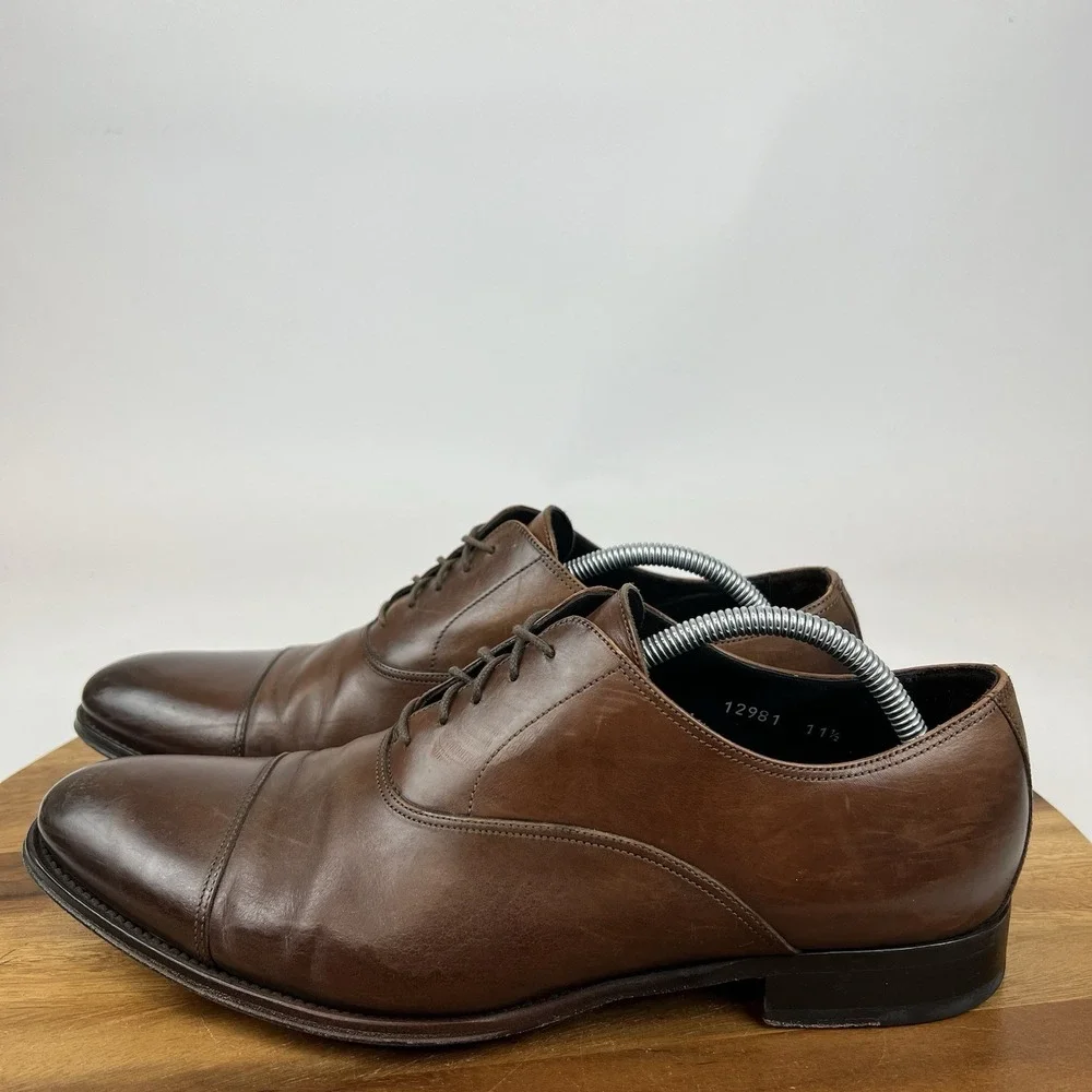 Mens Too Boot‎ New York Brown Burnished Leather Brouge Dress Oxfords Size 11.5 D